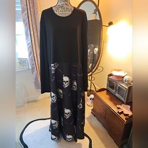 Black and Purple Skull Print Dress Goth Halloween